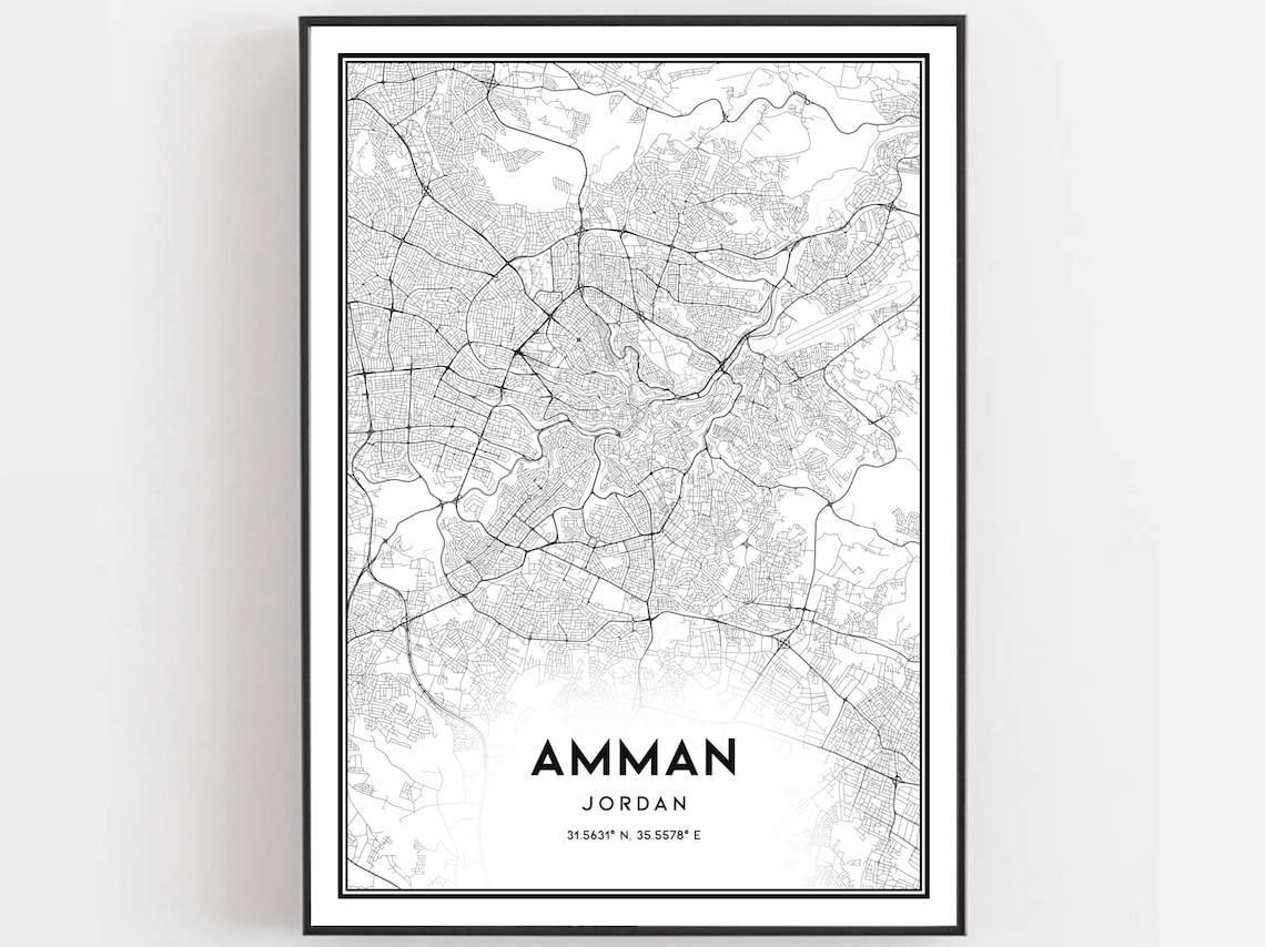 Amman Map Print Poster, City Street Decor
