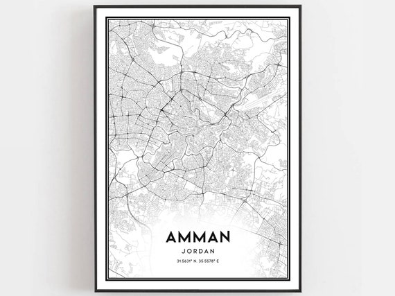 Amman Map Print Poster, City Street Decor