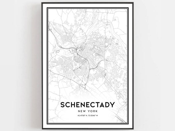 Schenectady Map Print, New York Street Decor