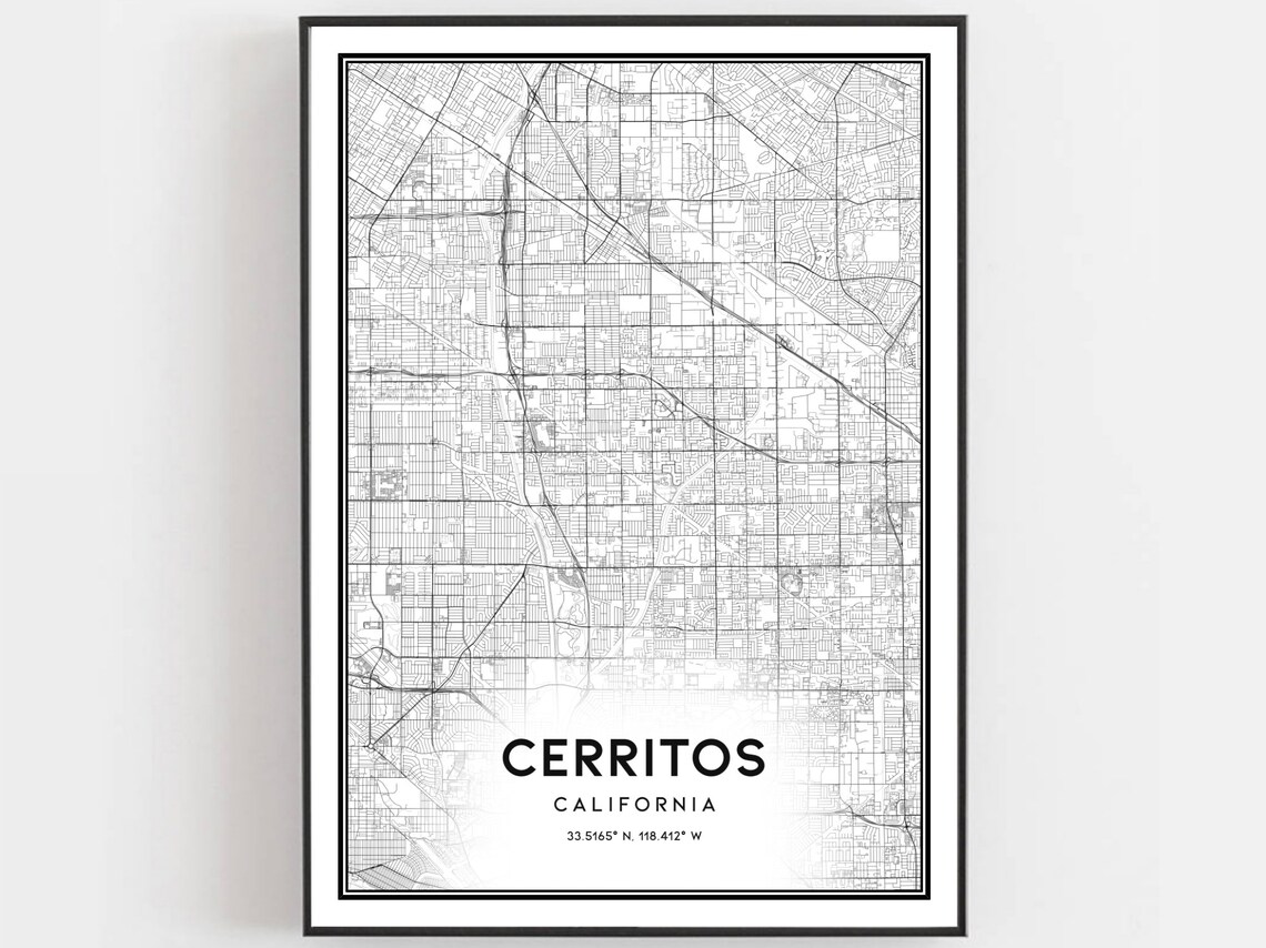 Cerritos Map Poster, City Street Decor Gift