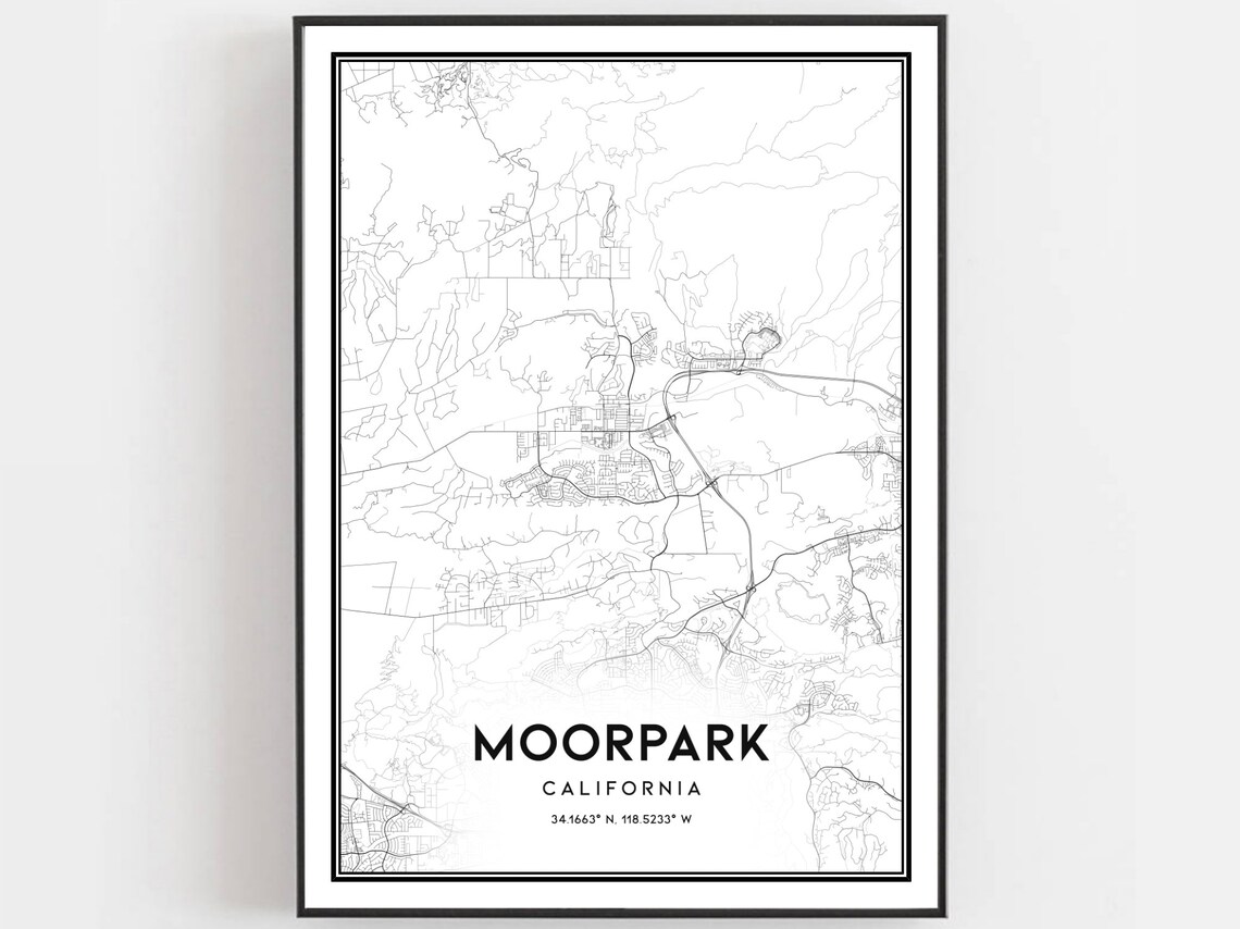 Moorpark Map Poster Print, City Street Decor
