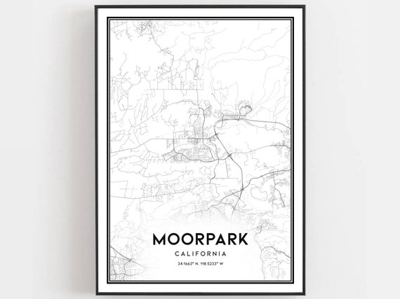 Moorpark Map Poster Print, City Street Decor
