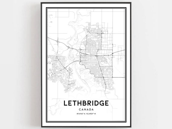Lethbridge Map Poster, City Street Decor