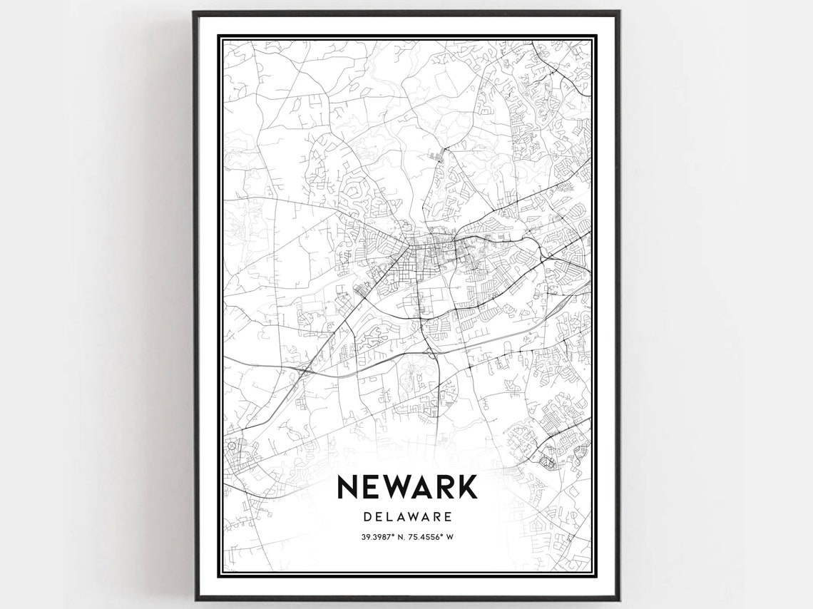 Newark Delaware Minimalist City Street Map Wall Decor Poster