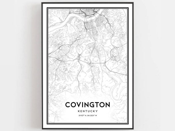 Covington Map Print, Kentucky City Travel Poster