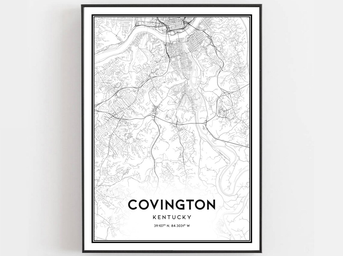 Covington Map Print, Kentucky City Travel Poster