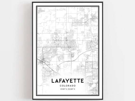 Lafayette Map Print Poster Wall Art Co City Colorado Street Decor Road Gift B919