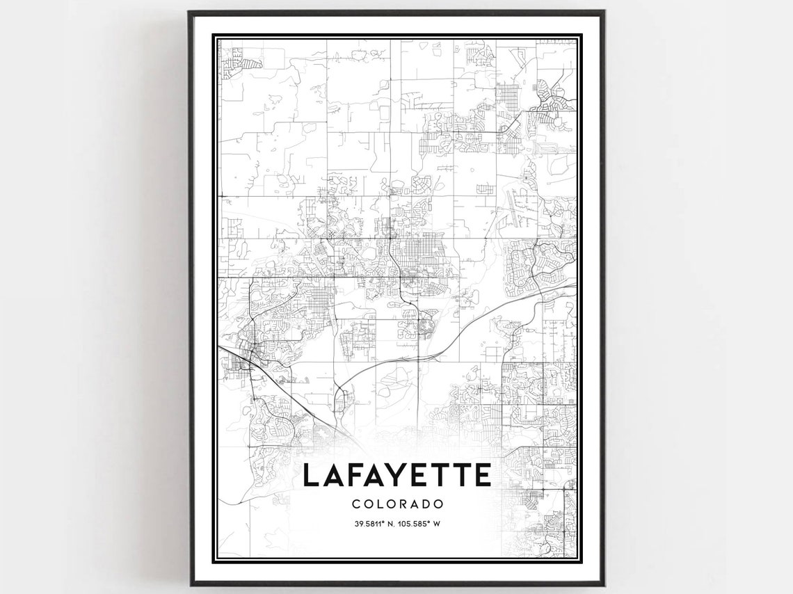Lafayette Colorado Minimalist Black and White Street Map Poster