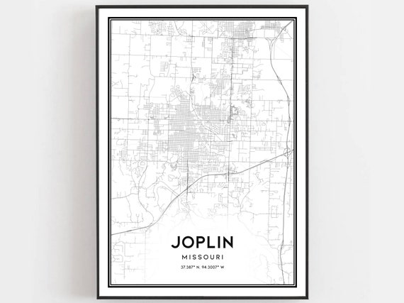 Joplin Map Print Poster Wall Art Mo City Missouri Street Decor Road Gift B963