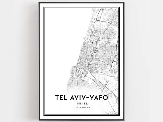 Tel Avivyafo Map Poster, City Street Decor