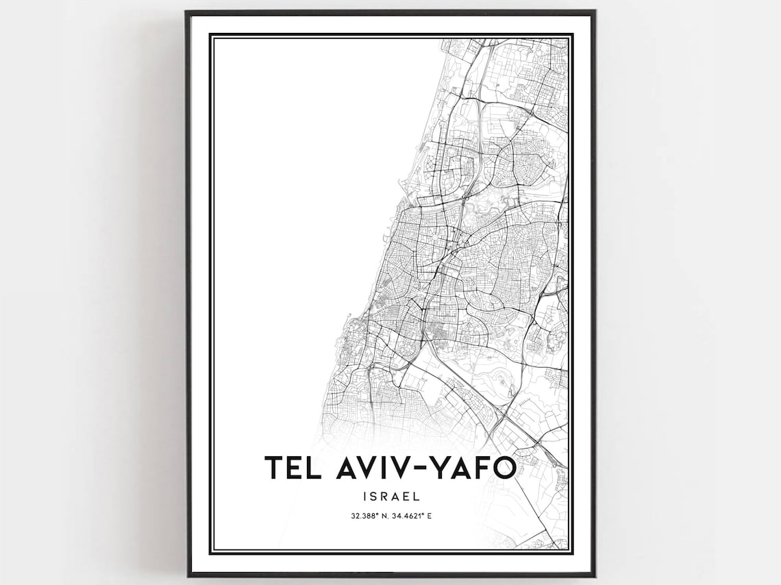 Tel Avivyafo Map Poster, City Street Decor