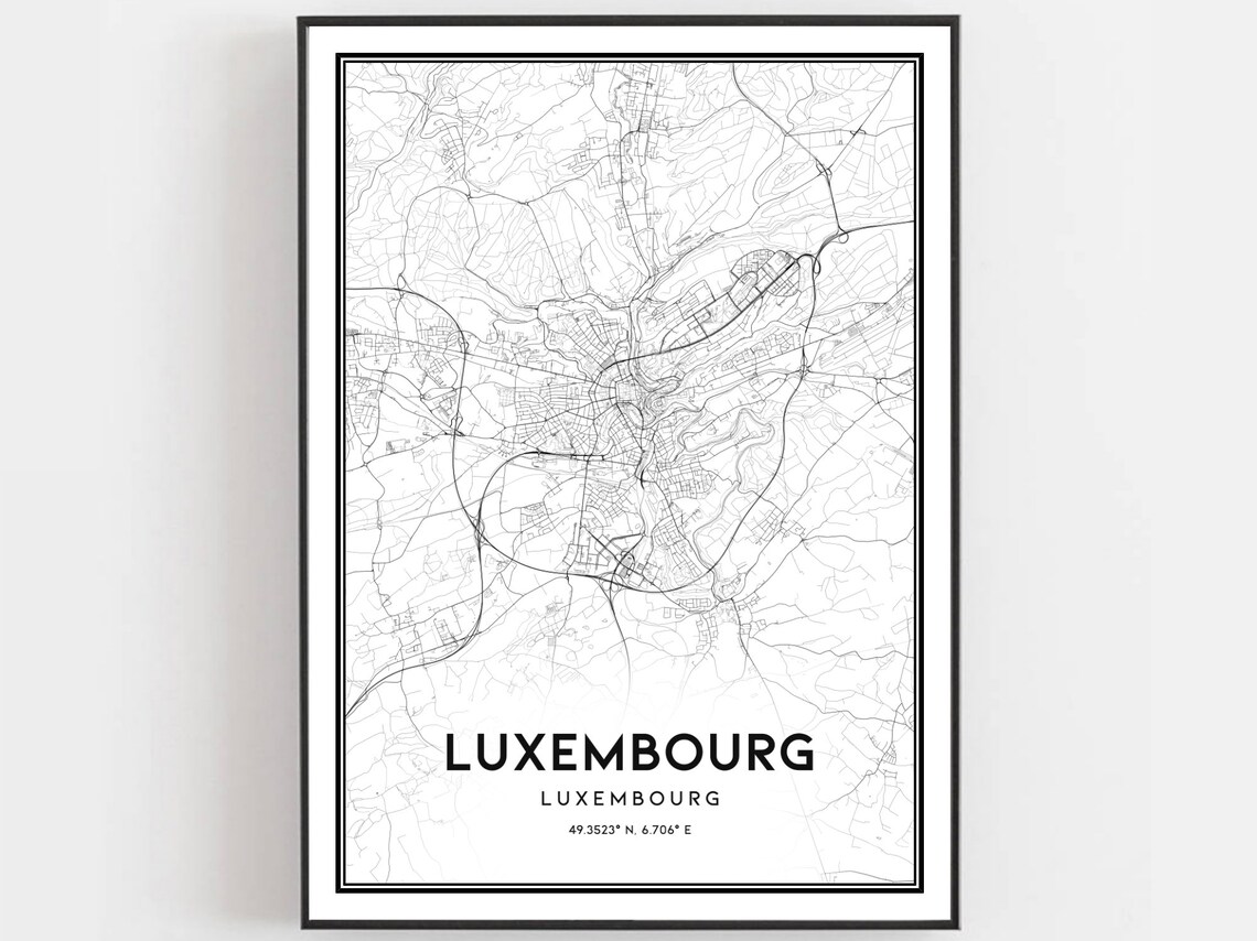 Luxembourg Map Poster, City Street Decor
