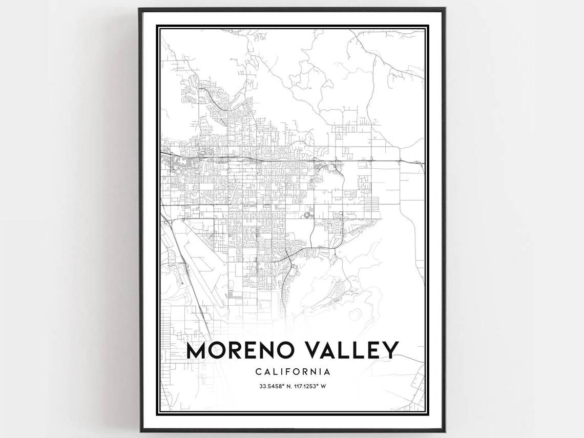 Moreno Valley Map Poster, City Street Decor