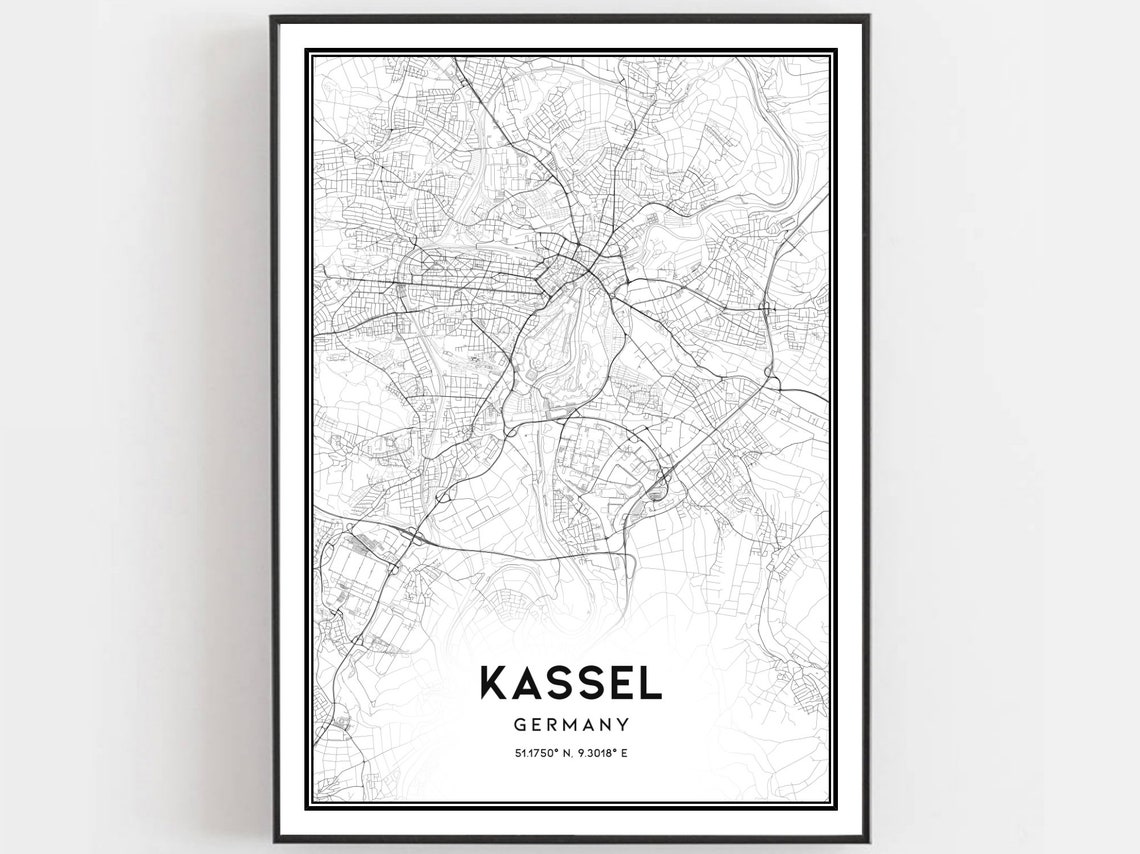 Kassel Germany Map Art Print City Street Decor