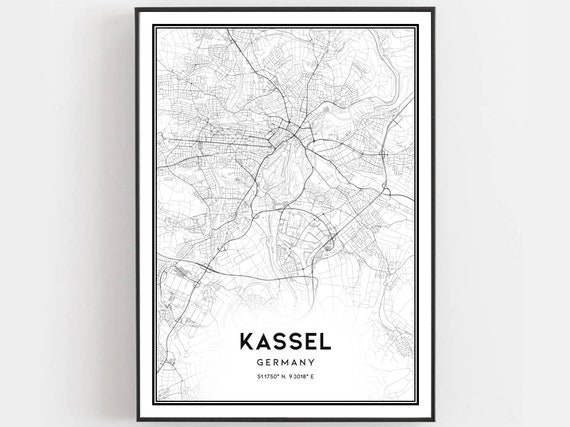 Kassel Germany Map Art Print City Street Decor