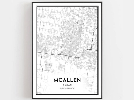 McAllen Map Print, Texas City Travel Poster