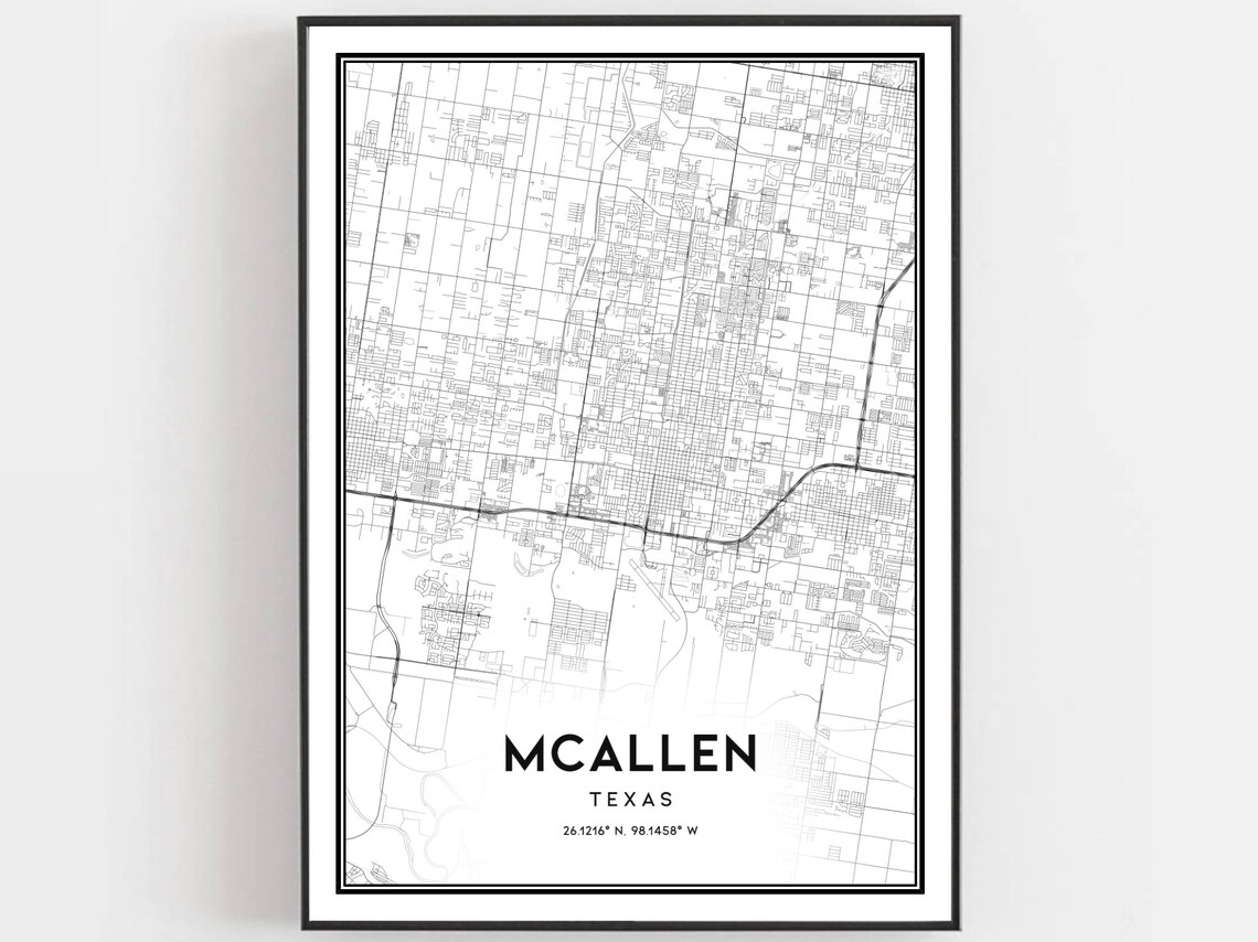 McAllen Map Print, Texas City Travel Poster