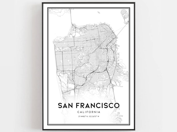 San Francisco Map Poster Print, City Street Decor