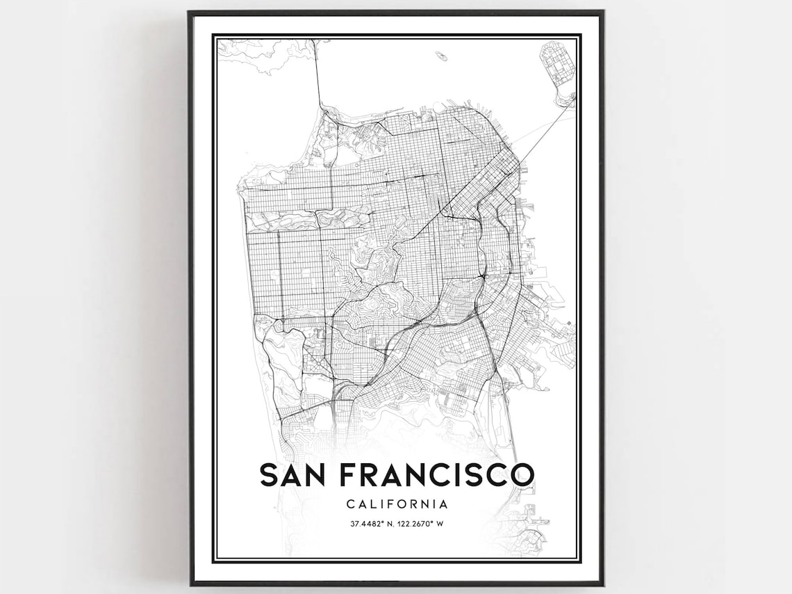 San Francisco Map Poster Print, City Street Decor