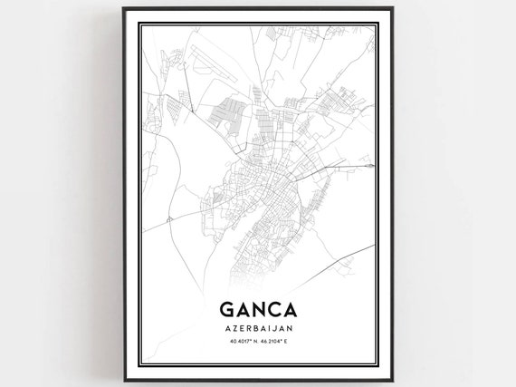 Ganca Map Print Poster Wall Art City Street Decor Road Gift B501