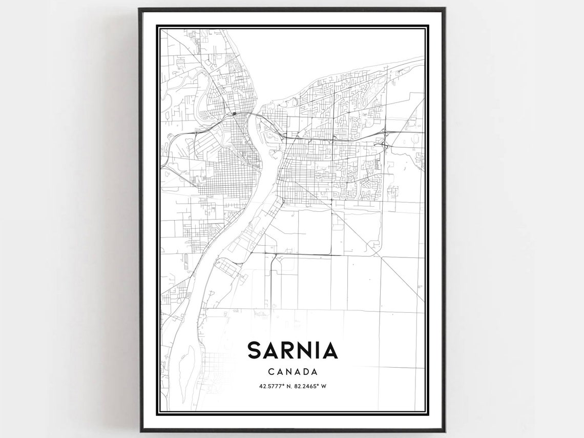 Sarnia Map Print, City Street Decor