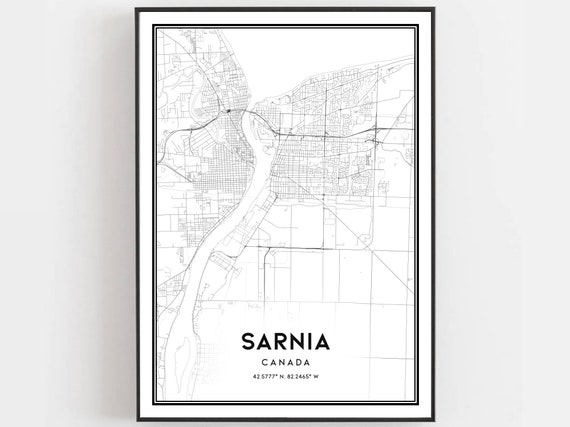 Sarnia Map Print, City Street Decor
