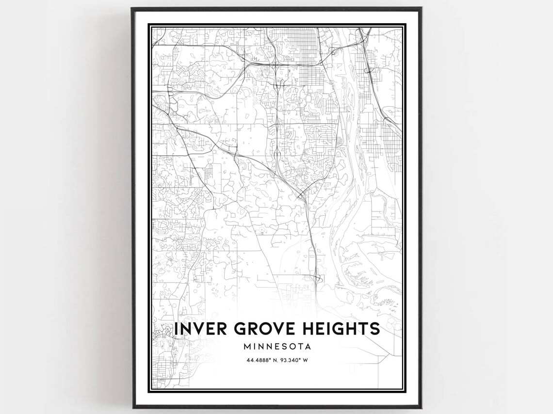 Inver Grove Heights Minnesota Street Map Minimalist Art Poster