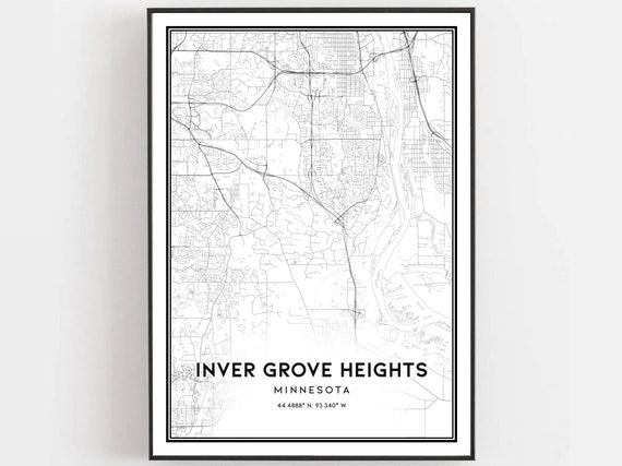 Inver Grove Heights Map Print Poster Wall Art Mn City Minnesota Street Decor Road B1737