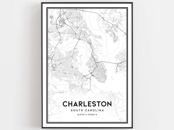 Charleston Map Poster, South Carolina Street Decor