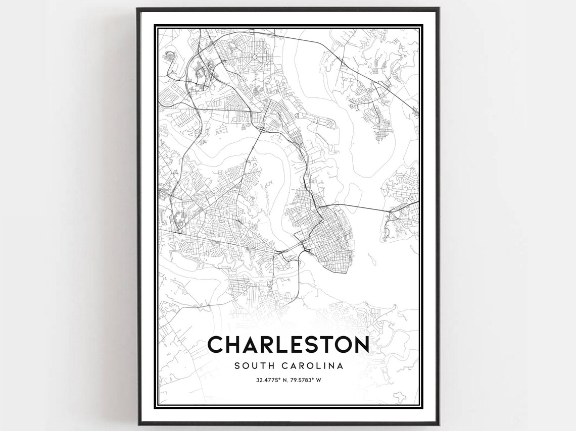 Charleston Map Poster, South Carolina Street Decor