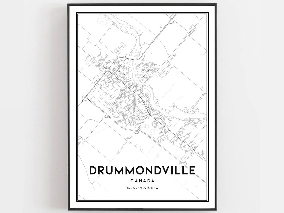 Drummondville Canada City Street Map Coordinates Minimalist Poster