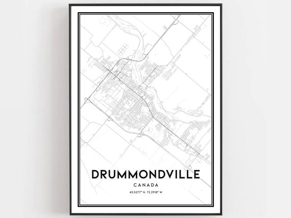 Drummondville Map Print Poster Wall Art City Street Decor Road B1246