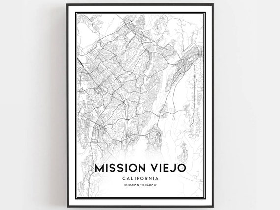 Mission Viejo Map Poster, City Street Decor