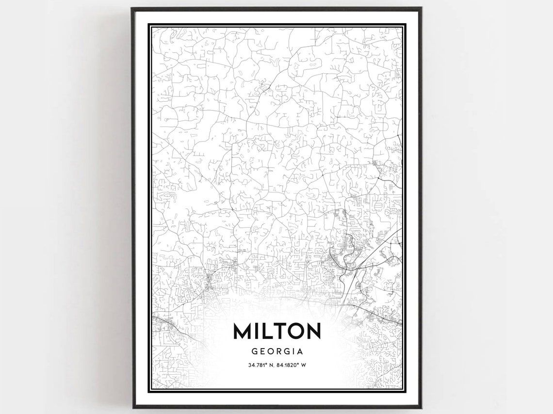 Milton Georgia Street Map Poster Modern Minimalist Line Art Decor