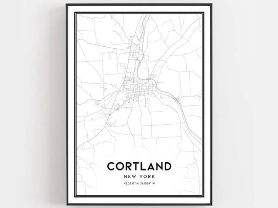 Cortland Map Print Poster, New York Street Decor