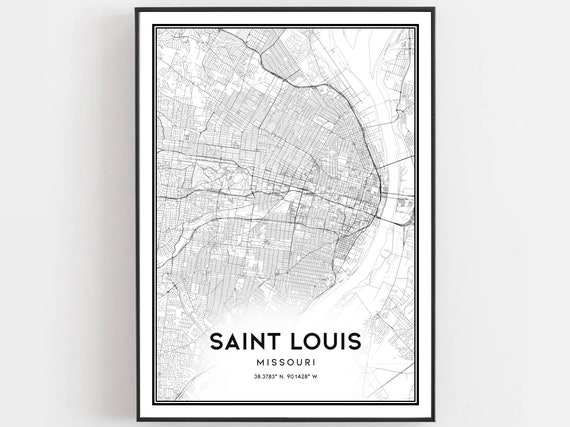 Saint Louis Map Print Poster Wall Art Mo City Missouri Street Decor Road Gift B145