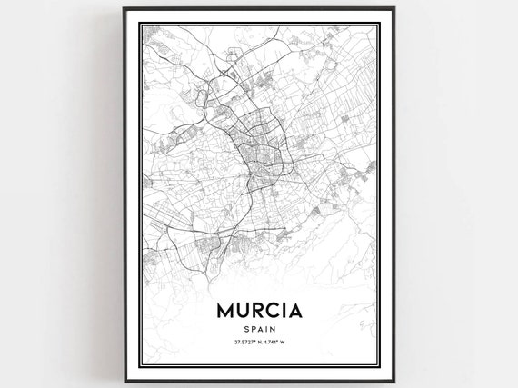 Murcia Map Print Poster Wall Art City Street Decor Road Gift