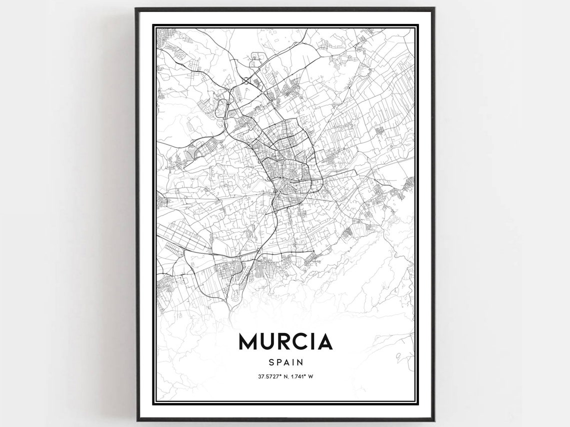 Murcia Map Print Poster Wall Art City Street Decor Road Gift