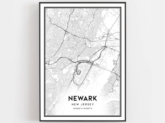 Newark New Jersey Minimalist City Street Map Line Art Gift Poster