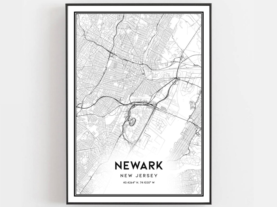 Newark New Jersey Minimalist City Street Map Line Art Gift Poster