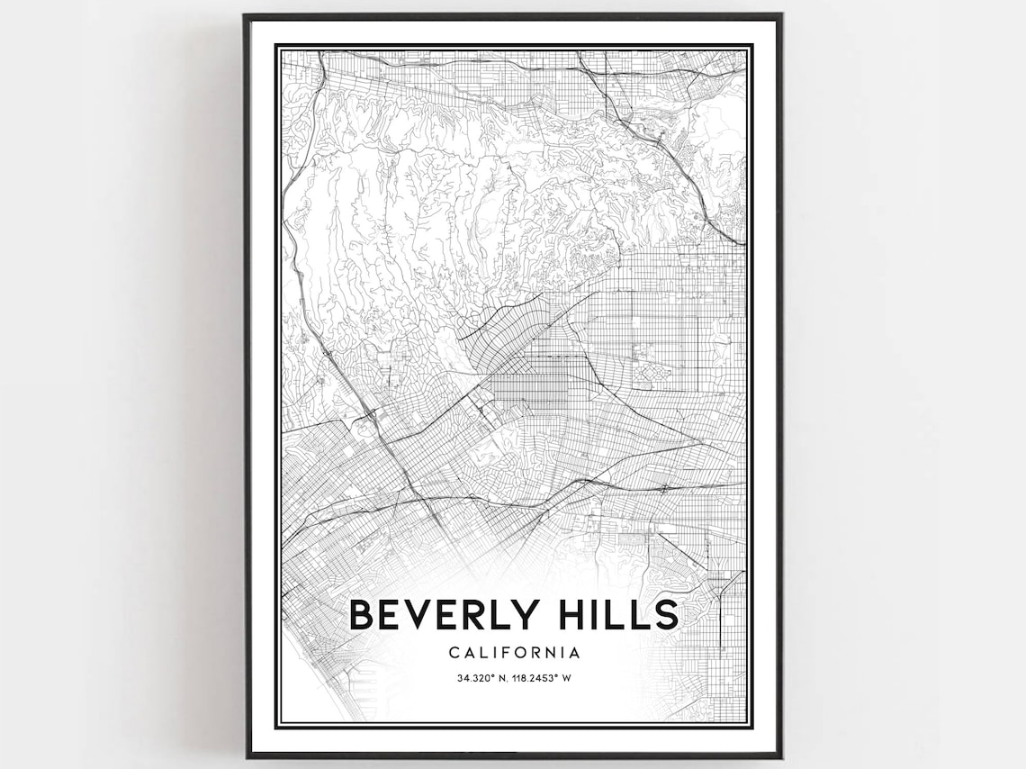 Beverly Hills Map Poster, City Street Decor
