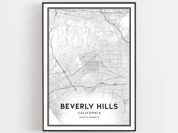 Beverly Hills Map Poster, City Street Decor