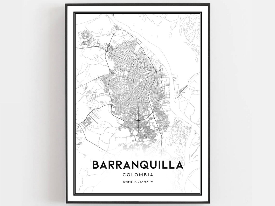 Barranquilla Map Print Poster, City Street Decor