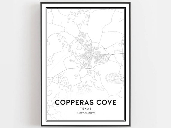 Copperas Cove Map Print Poster Wall Art Tx City Texas Street Decor Road Gift B1817