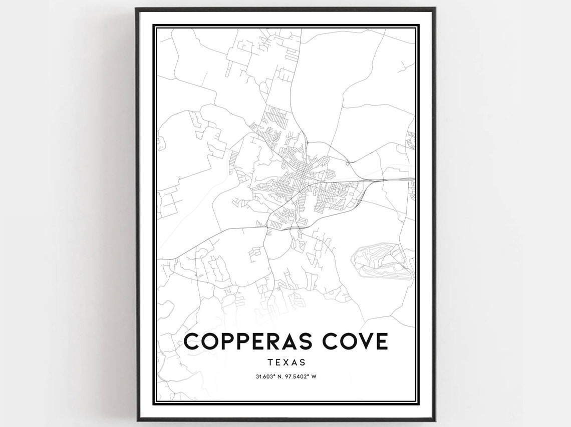 Copperas Cove Texas Street Map Coordinates Modern City Art Poster
