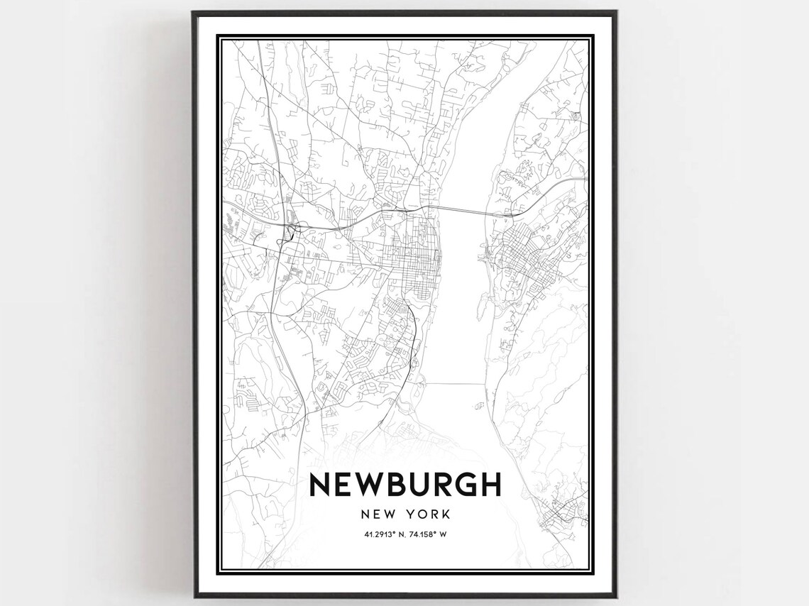 Newburgh Map Print Poster, New York Street Decor