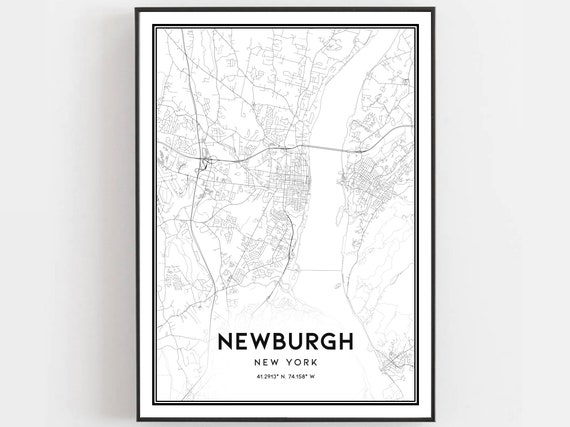 Newburgh Map Print Poster, New York Street Decor