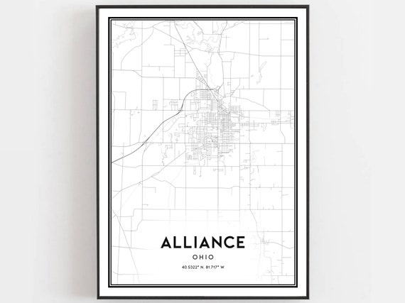Alliance Map Poster, Ohio Street Decor