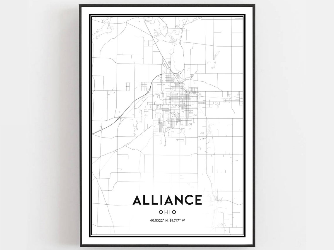 Alliance Map Poster, Ohio Street Decor