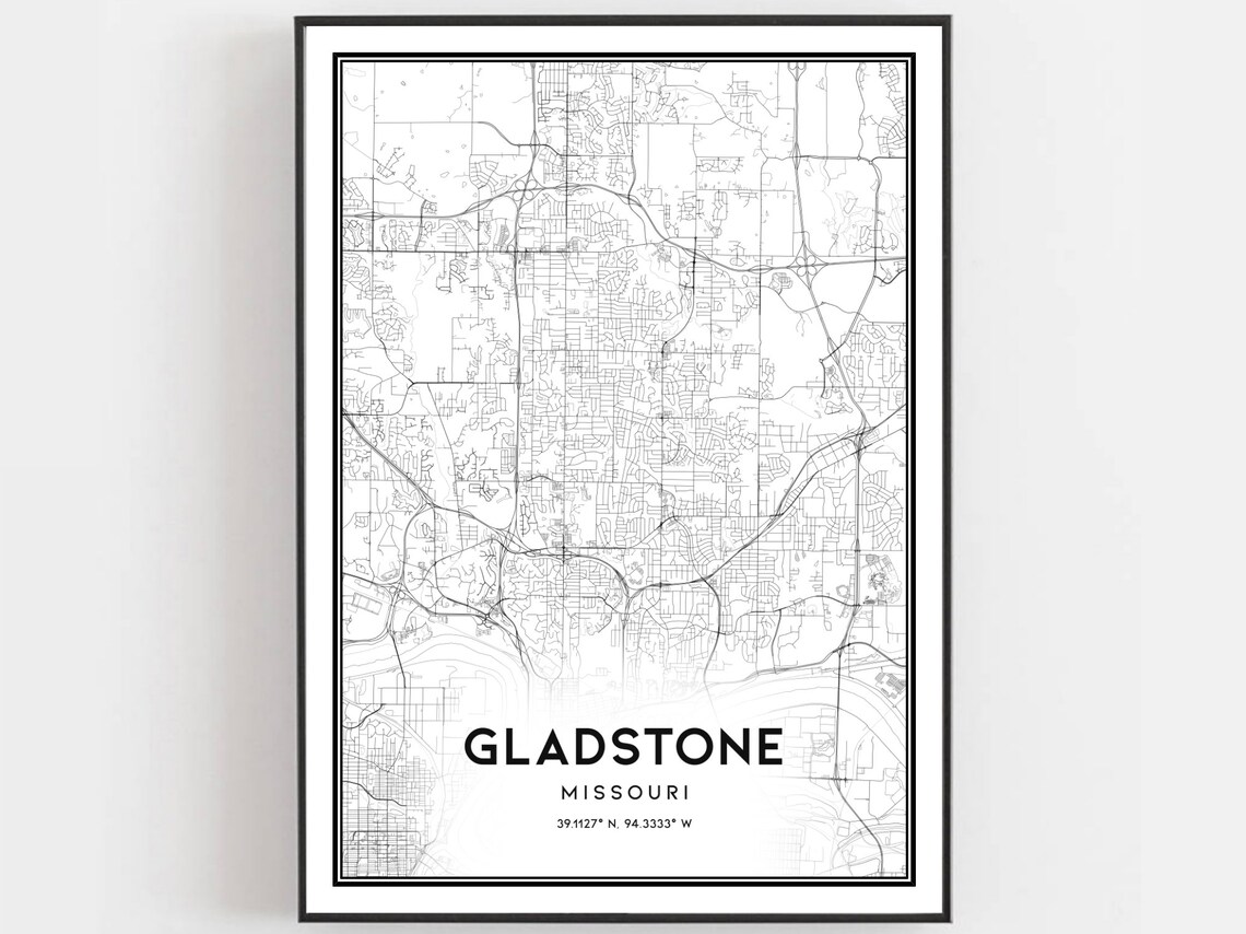 Gladstone Missouri Minimalist City Street Map Line Art Poster Gift